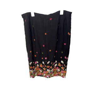 CJ Banks Women’s maxi long Skirt plus size 2X black floral print Fall